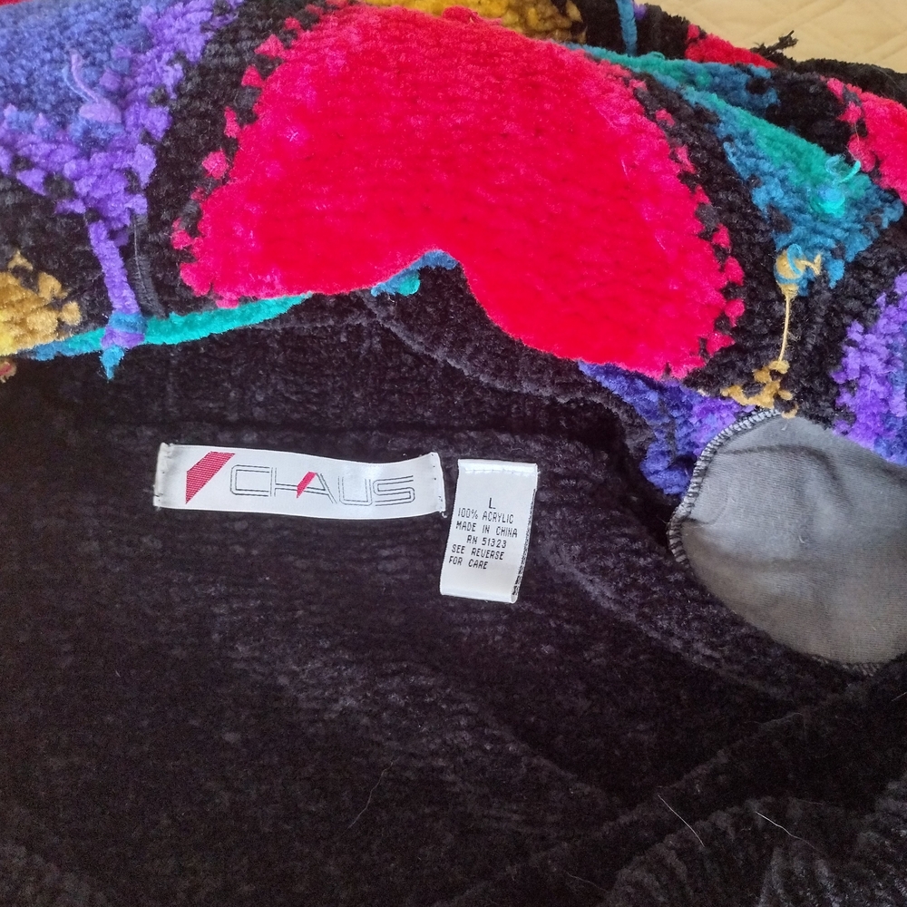 Chaus Vintage Black / Multicor Rhombus Design Turtle Neck Sweater - Picture 4 of 5